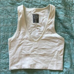 Athleta Cream Fitted Crop Tank Top Sleeveless
